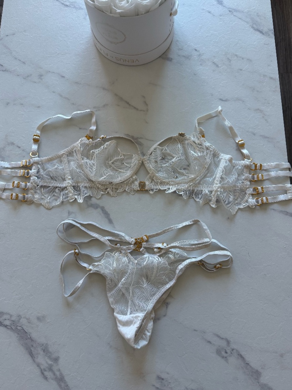 White Lace Strappy Lingerie Set